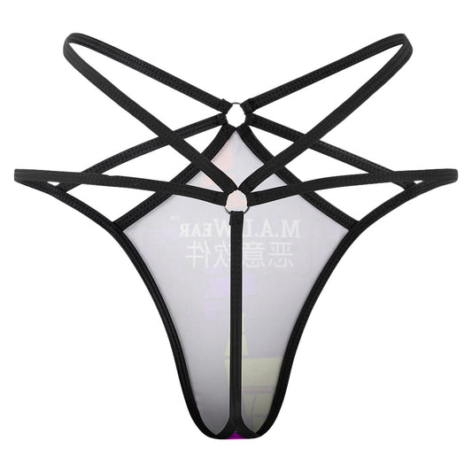 For the back: "Video Game Glitch Thong - Back View - Vibrant Hues, Gaming Chic, Stylish Comfort"