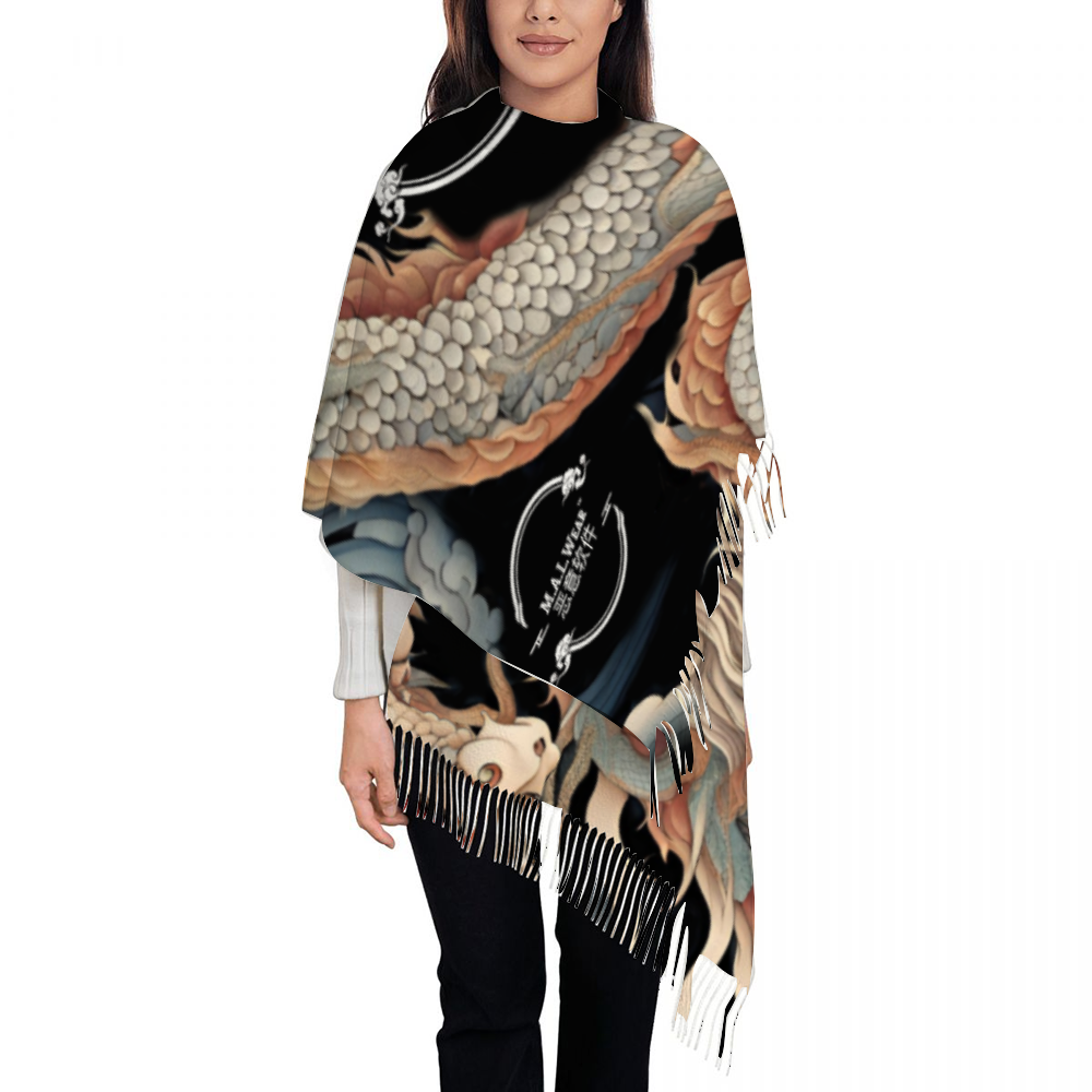 MALWear Pearl Sky Dragon Tassel Scarf