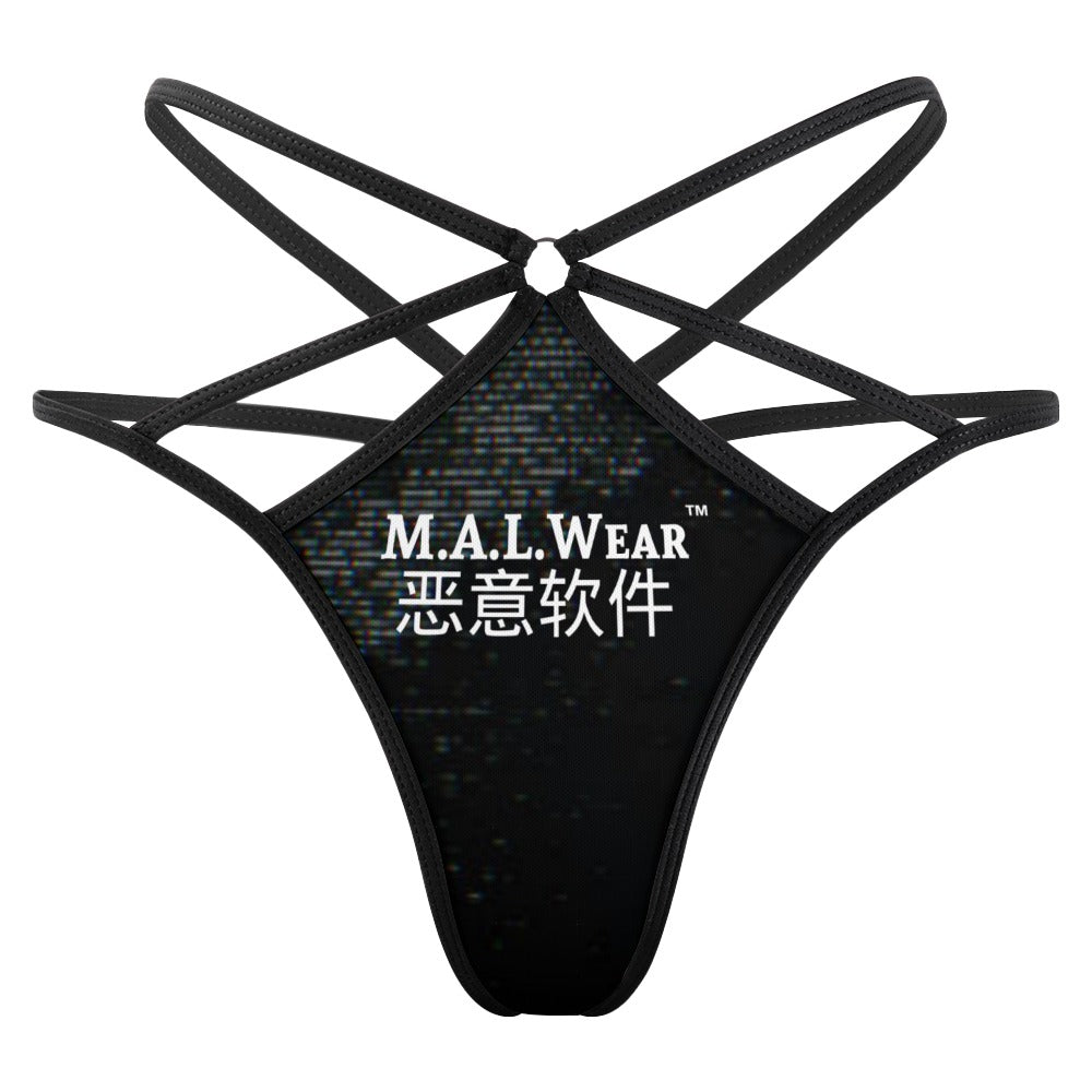 Front of Thong: "MALWear Clothing® Black Classic Thong - Front View - Asian-inspired fashion"