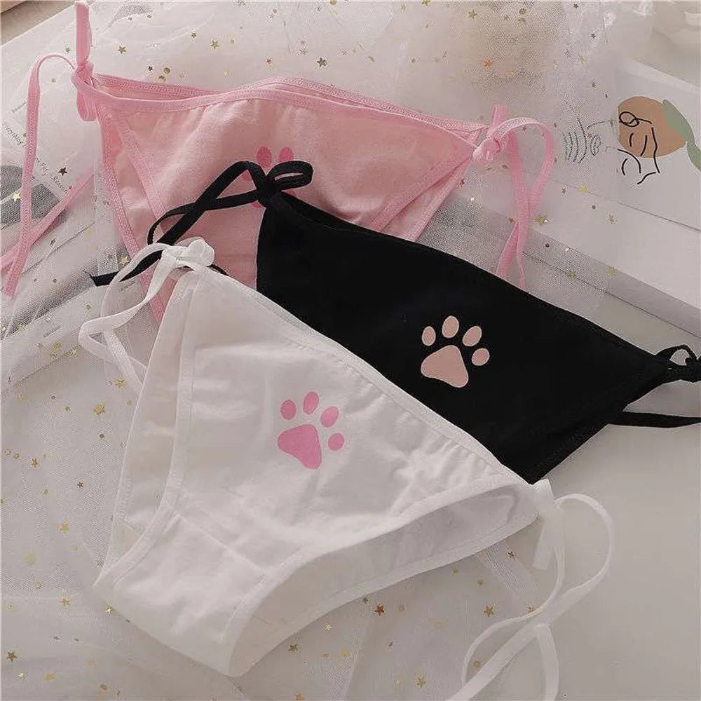 "MALWear's Paw Print Hentai Panties in Black - Unleash timeless allure with our classic black design. Elevate your style statement with these exclusive Asian-inspired panties. Shop now!"