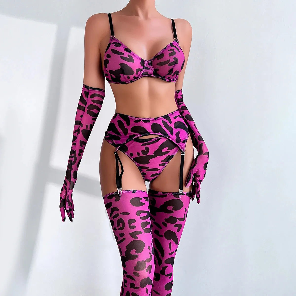 "Sunset Magenta Seduction: MALWear Hentai Leopard Lingerie Attire – Set the scene for passion with this sunset orange lingerie, merging Asian tradition with modern allure. Shop now for an irresistible allure."