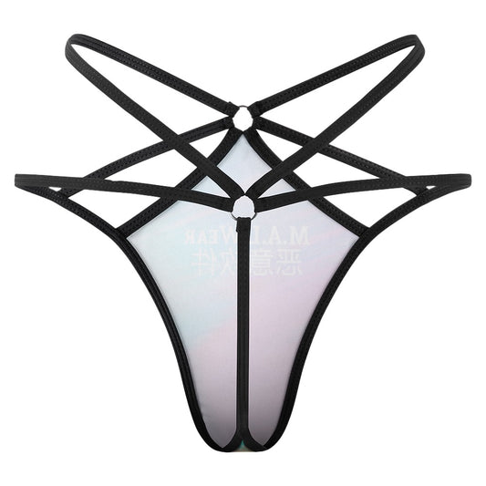 Back View: Explore the sleek design and intricate details of our [Color Name] Stream Glitch Hack Thong, ensuring a standout look from all angles."