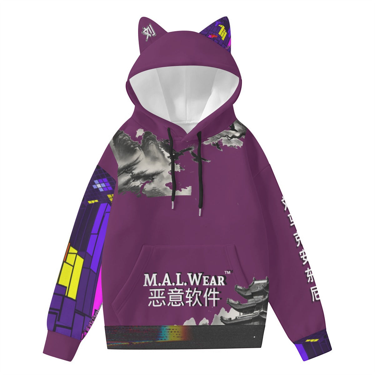 MALWear Video Game Glitch Women's Neko Kitty Hoodie