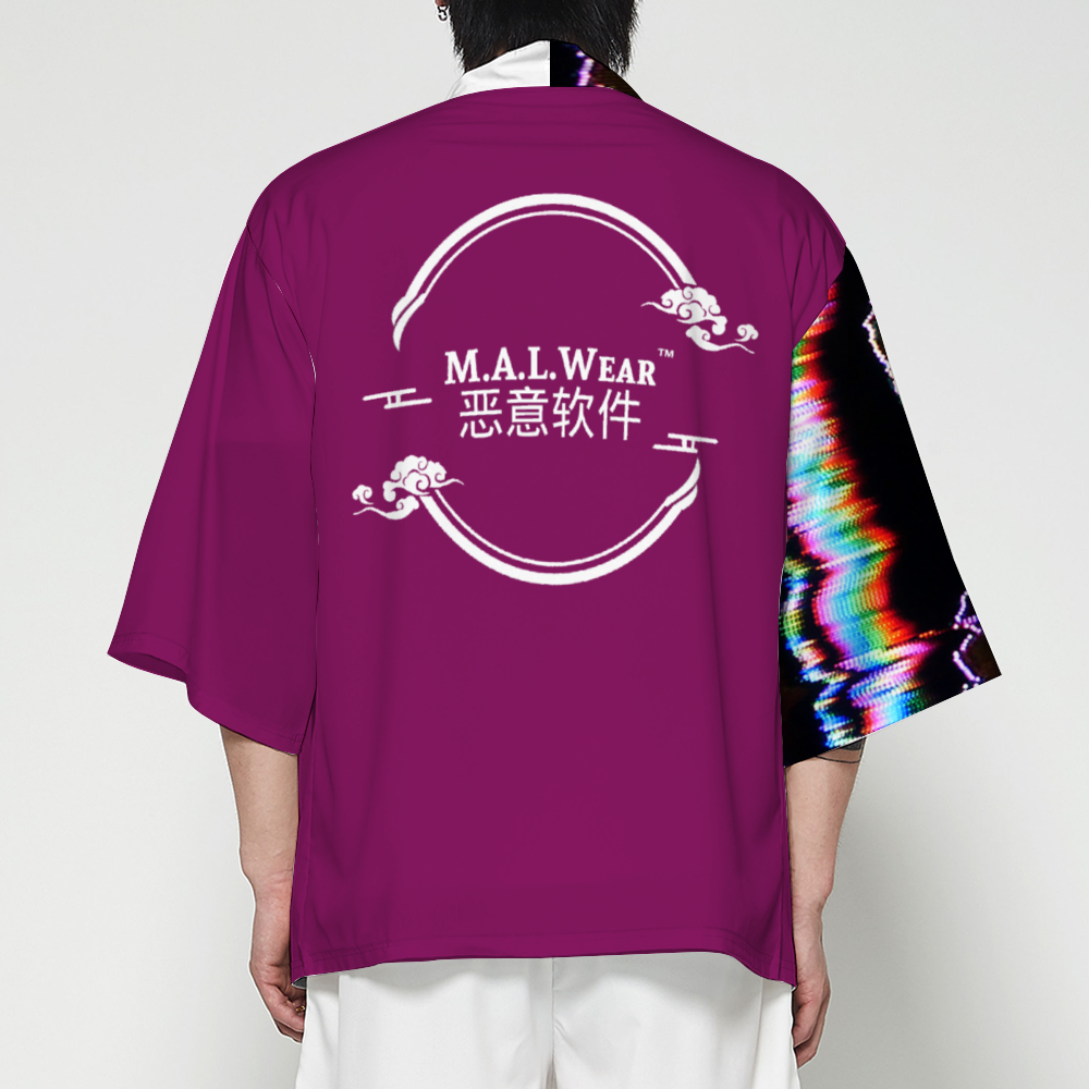  "Discover the artistry behind MALWear Clothing®'s Television Glitch Short Kimono. Every detail tells a story of tradition and innovation. Own a piece of cultural richness. Shop now for a unique blend of high-end fashion and timeless allure."