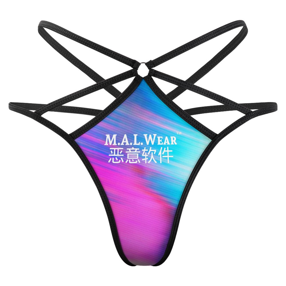 "Front View: Stream Glitch Hack Thong in. Elevate your streaming persona with our vibrant [Color Name] thong, designed for trendsetters seeking style and comfort on-camera. 